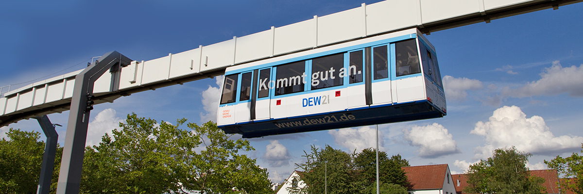 Foto der H-Bahn in der Nähe des Studentendorfs